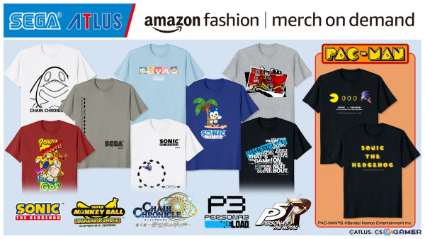 セガロゴやセガ／アトラスの人気タイトルのアパレルがAmazon Merch on Demandに登場！の画像1