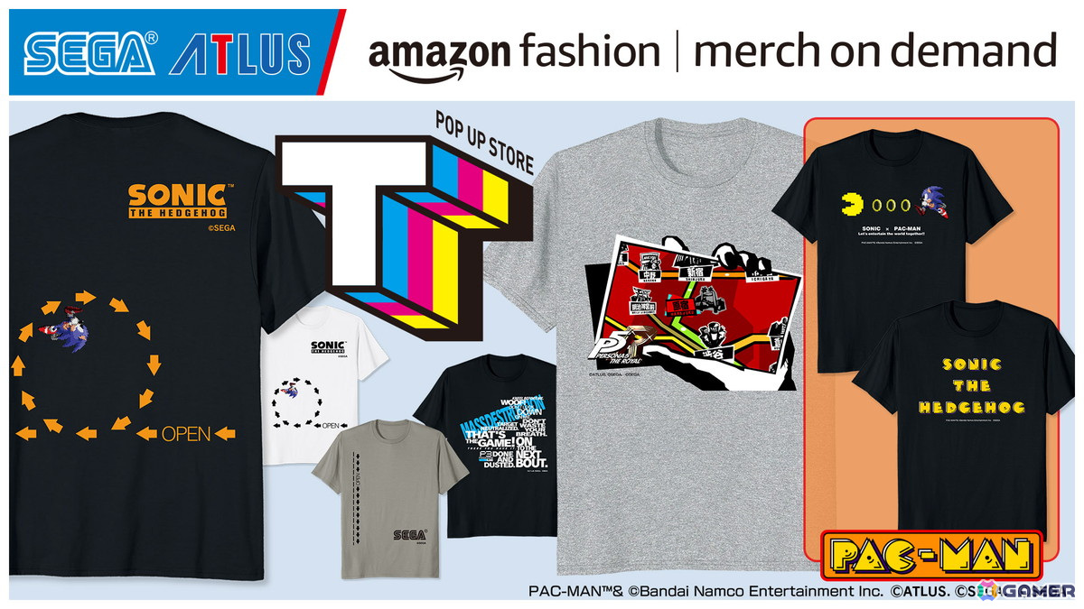セガロゴやセガ/アトラスの人気タイトルのアパレルがAmazon Merch on Demandに登場!の画像