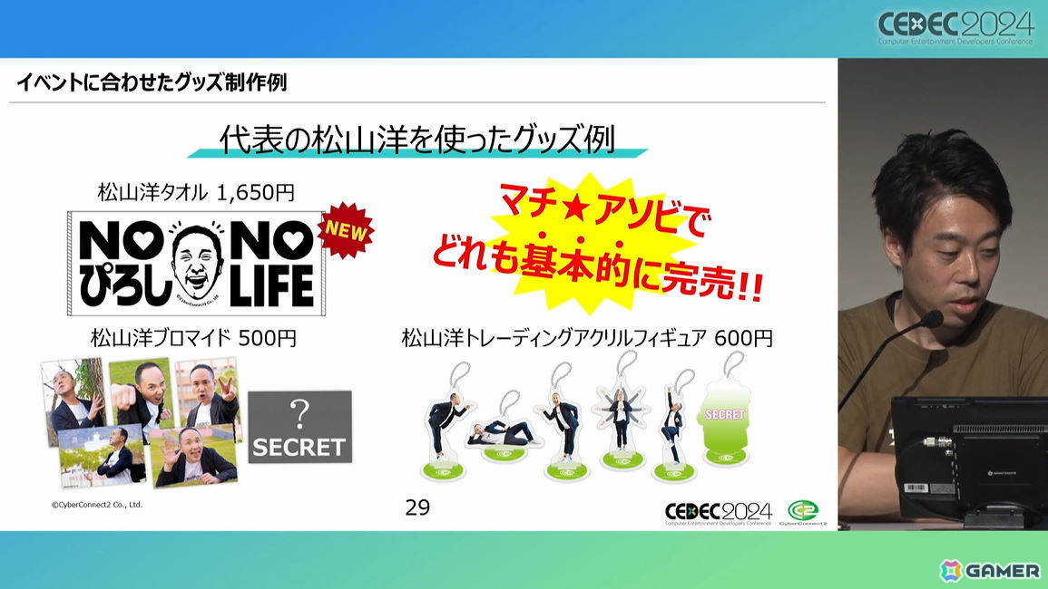ぴろし社長なら版権使用料ゼロ！年間約3,500万円を売り上げたCC2のグッズ制作ノウハウとは【CEDEC2024】の画像