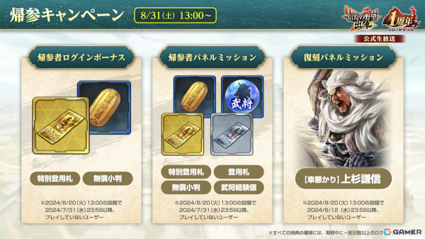 「信長の野望 出陣」1周年記念のアップデートが実施！列伝イベント「関ヶ原の戦い」や特別登用札×10などのプレゼントもの画像25