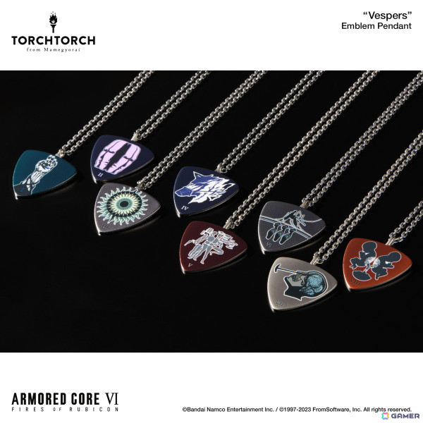 「ARMORED CORE VI FIRES OF RUBICON」とTORCH TORCHのコラボによる“ヴェスパー部隊”メンバー8名のエンブレムペンダントが予約受付スタート！の画像1