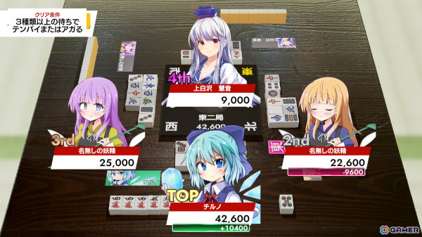 Steam版「東方幻想麻雀」の発売日が9月19日に決定！ルールや役を学べる「チルノの麻雀教室」、お題をクリアしていく「アドベンチャー」モードなどが追加の画像14
