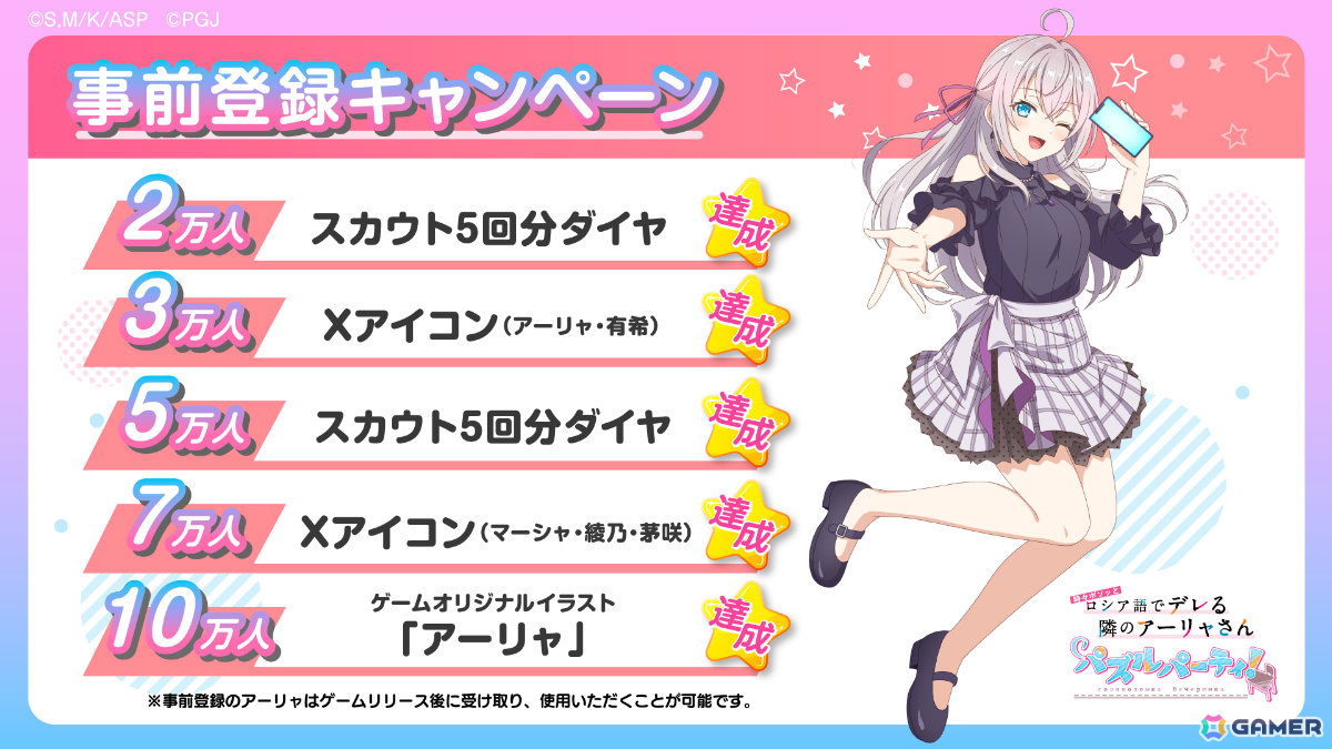 「時々ボソッとロシア語でデレる隣のアーリャさん パズルパーティ！」の配信時期が9月に決定！君嶋綾乃役・会沢紗弥さんのサイン入り色紙が当たるチャンスもの画像