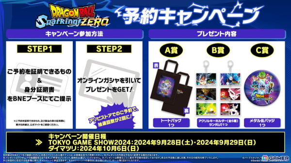 「ドラゴンボール Sparking! ZERO」の試遊や特別番組などBNEの東京ゲームショウ2024出展情報が公開！の画像3