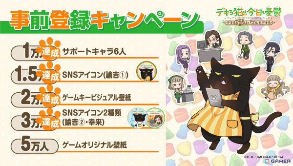 「デキる猫は今日も憂鬱～デキる猫はパズルもデキる～」のリリース時期が9月に決定！事前登録者数3万人突破を記念してSNSアイコンの配布もの画像2