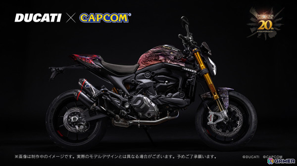 DucatiからMonster SP「モンスターハンター」20周年限定ラッピングモデルが登場！ミラボレアスの顔を大胆にプリントの画像1