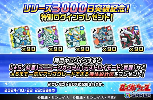 「LINE: ガンダム ウォーズ」サービス開始から3,000日を記念したイベントが開催！新コンセプト「マスターMS」の実装や最大3,000連以上の無料ガシャもの画像6