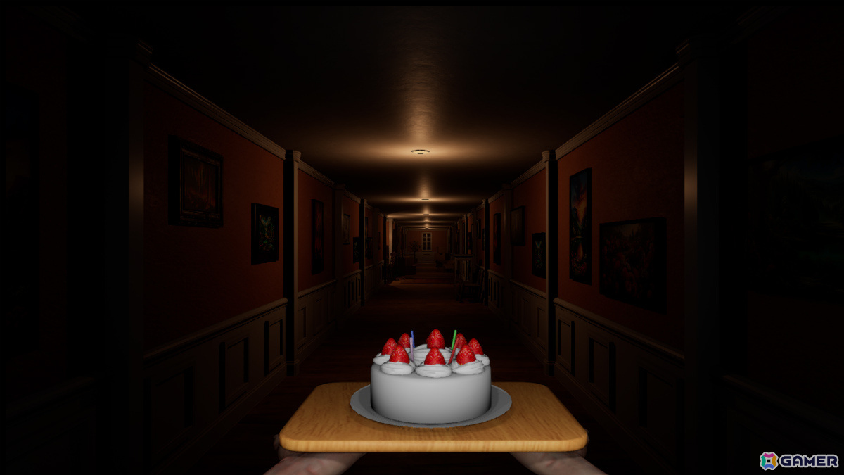 歩くたびに揺れ動くケーキを運びながら不気味な空間を進むホラーゲーム「Don't Drop The Cake」のSteamページが公開の画像1