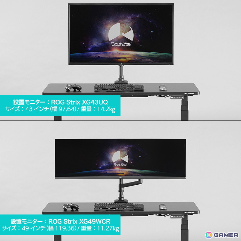 Bauhutteよりロングポール＆高耐荷重の「タフモニターアーム BMA-1TG-BK」が発売！最大49インチ/20kgまでのモニターに対応の画像2