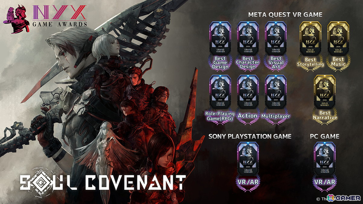 “SOUL COVENANT” won a total of 11 categories at the NYX Game Awards, including 8 categories for the top “Big Winner” award!