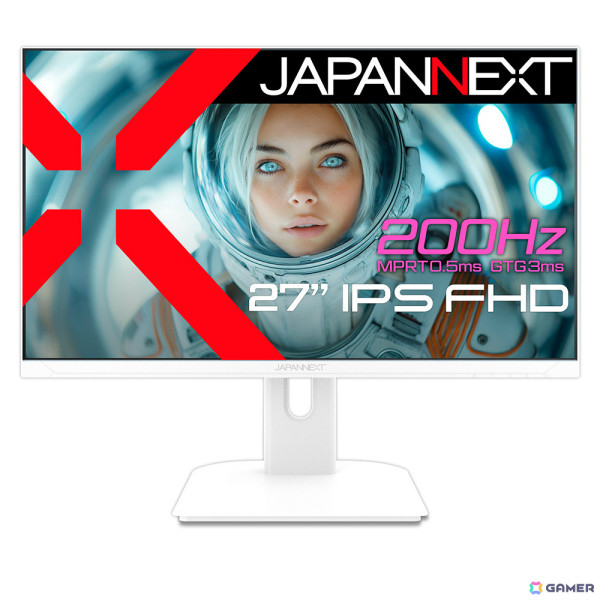 JAPANNEXT、200HzやHDRに対応したホワイトカラーの27型フルHDゲーミングモニター「JN-IPS27G200F-W」を発売の画像1