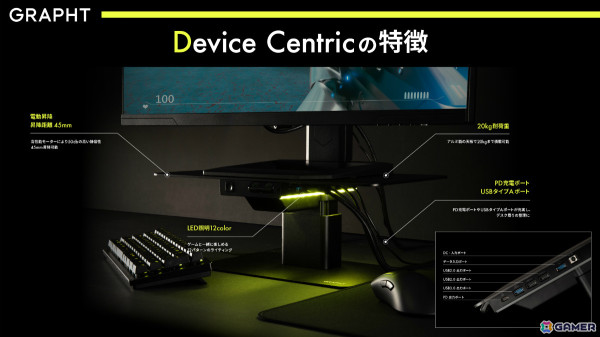 GRAPHT STANDARDよりMini LED 27型ゲーミングモニター「GR2724ML-BK」とUSBポート付き昇降スタンド「GRAPHT Device Centric」が10月25日に発売！の画像8