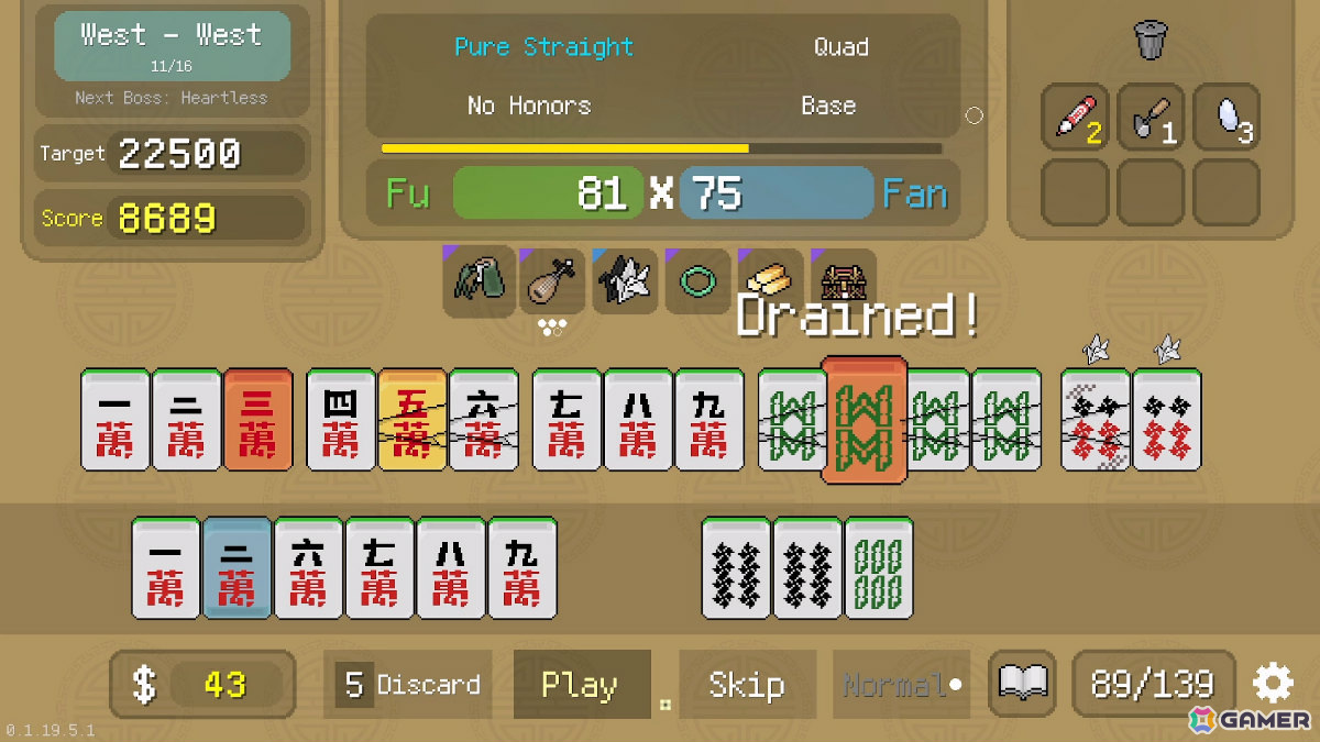 麻雀の役を作ってハイスコアを目指すローグライク風カードゲーム「青天井」のデモがSteam Nextフェスで期間限定公開！の画像4