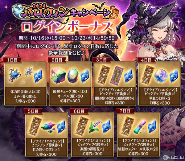 「FFBE幻影戦争」ハロウィン衣装のアライア（CV：末柄里恵）がURユニットとして登場！ピックアップ召喚券がもらえるログインボーナスもの画像5