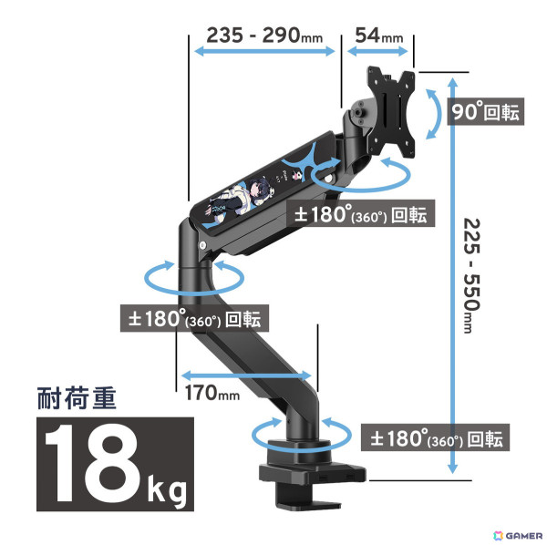Pixioのモニターアーム「PS2S」とストリーマー「417」さんによるコラボモニターアームが完全受注生産で販売！11月8日まで予約受付中の画像6
