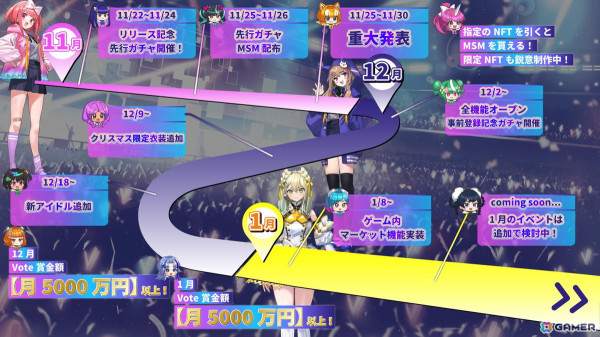 “擬人化仮想通貨”をアイドルへ育てるBCG「コインムスメ」の配信日が11月22日に決定！NFT/トークンゲットが狙える先行ガチャが開催予定の画像2