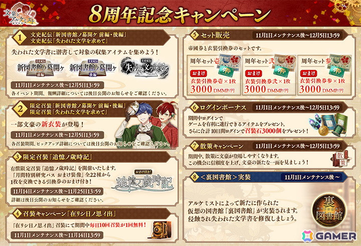 「文豪とアルケミスト」で新イベント「文史紀伝「新図書館ノ幕開ケ 前編」」が開催中！「太宰治」「檀一雄」「徳田秋声」が新衣装で登場する限定召装もの画像