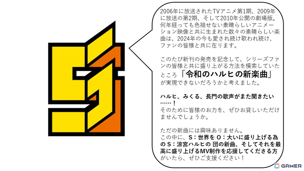 「涼宮ハルヒ」新楽曲&MV制作クラウドファンディングプロジェクトが決定!リターン品ではSOS団キャスト陣総出演によるオリジナルボイスドラマを作成の画像