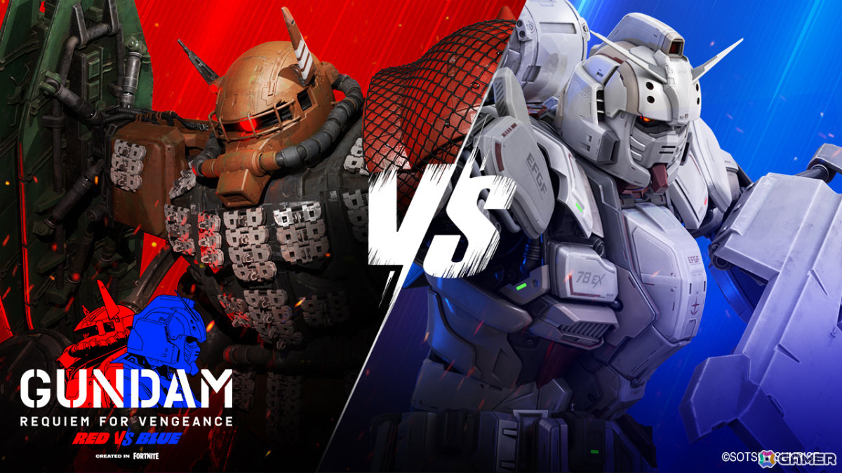 「機動戦士ガンダム 復讐のレクイエム」を基にしたチームデスマッチゲーム「GUNDAM: REQUIEM FOR VENGEANCE RED VS BLUE」が「フォートナイト」で配信!の画像