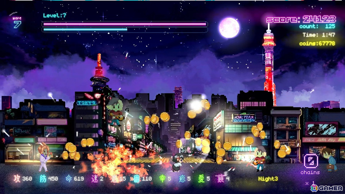 左右から迫りくるゾンビの群れを倒していく2Dアクションゲーム「Tokyo Waning Moon」がSteamで配信！の画像10