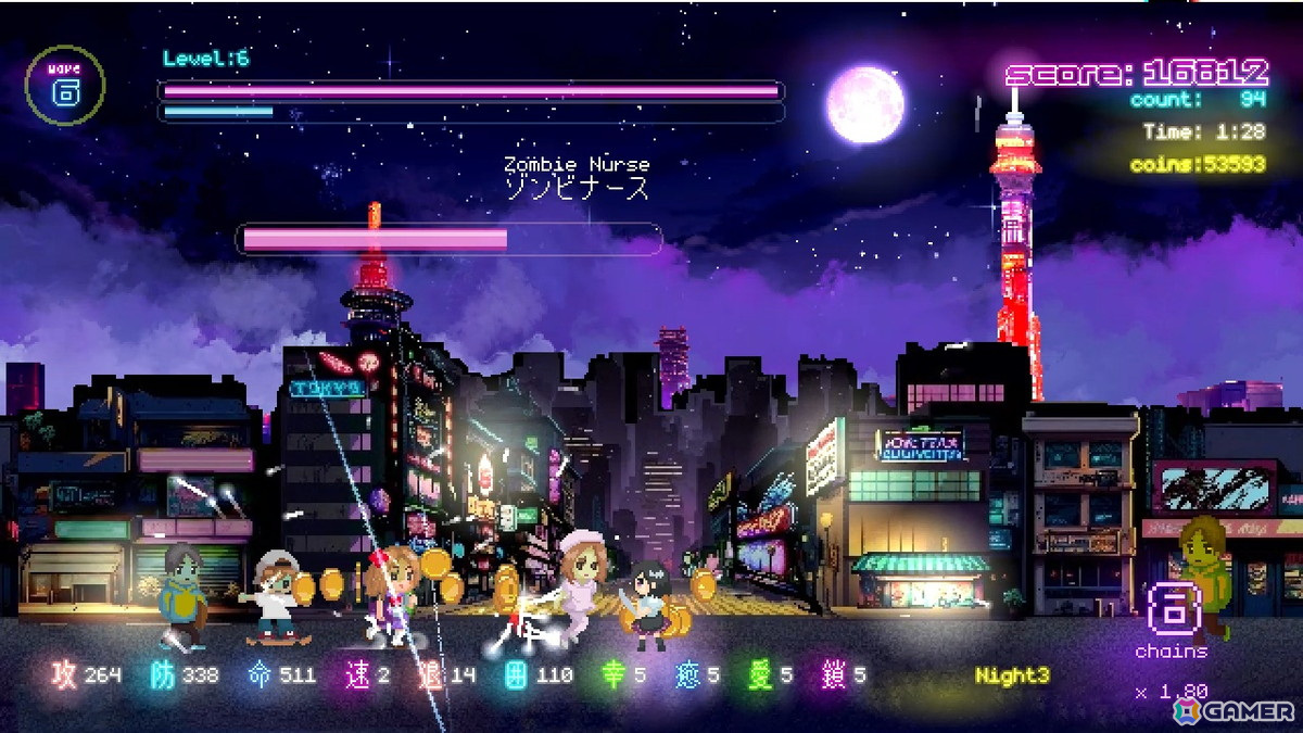 左右から迫りくるゾンビの群れを倒していく2Dアクションゲーム「Tokyo Waning Moon」がSteamで配信！の画像12