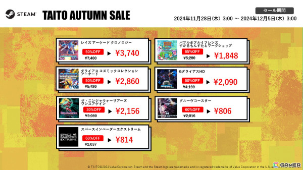 「レイシリーズ」アーケード版3作を移植した「レイズ アーケード クロノロジー」が初の50％OFF（3,740円）で登場！「タイトーSteamオータムセール2024」が開催の画像2