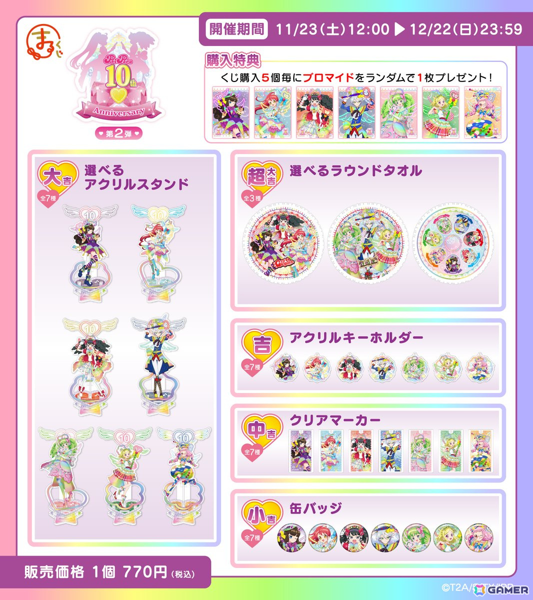 まるくじ「プリパラ 10th Anniversary」第2弾が登場！あろま、みかん