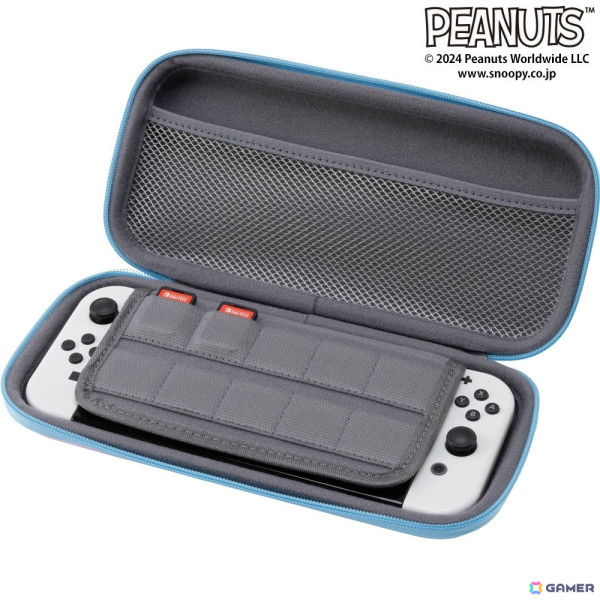 「スヌーピー」デザインのSwitch用ポーチに2種類の新柄「ピーナッツ」「サーフィン」が登場！ゲームカード用のポケットやメッシュポケットを搭載の画像6