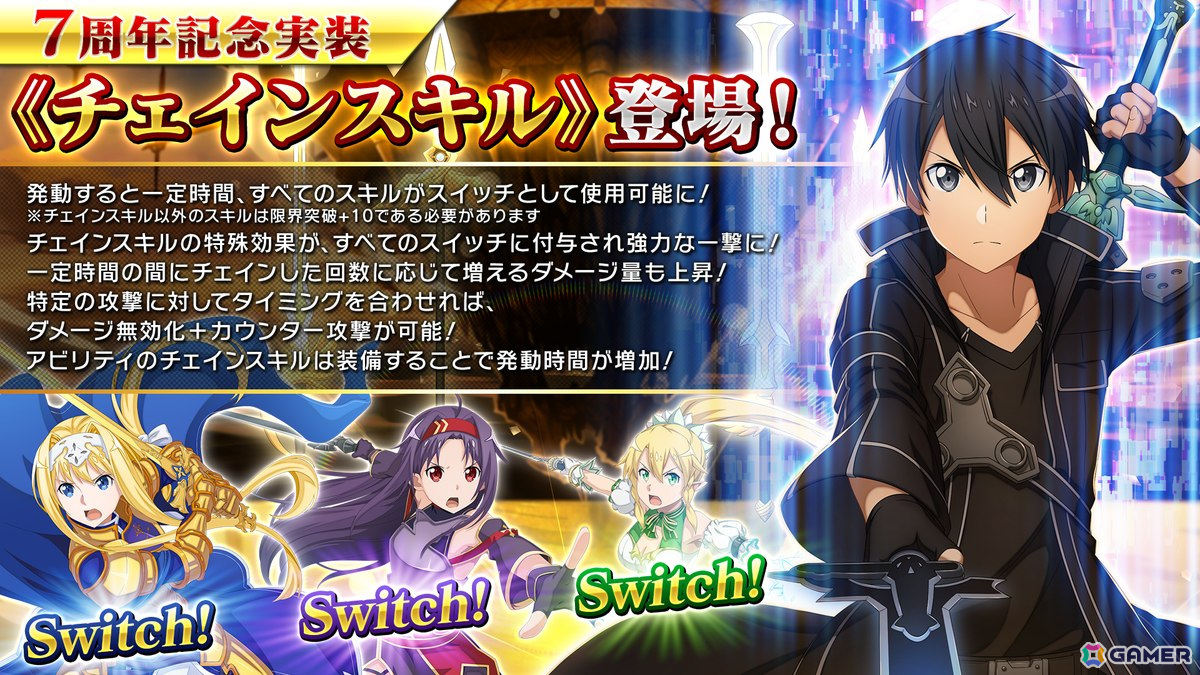「SAO IF」7周年記念の最大770回無料オーダーが開催!第二章「アインクラッド第十九層」や新要素「チェインスキル」も追加の画像