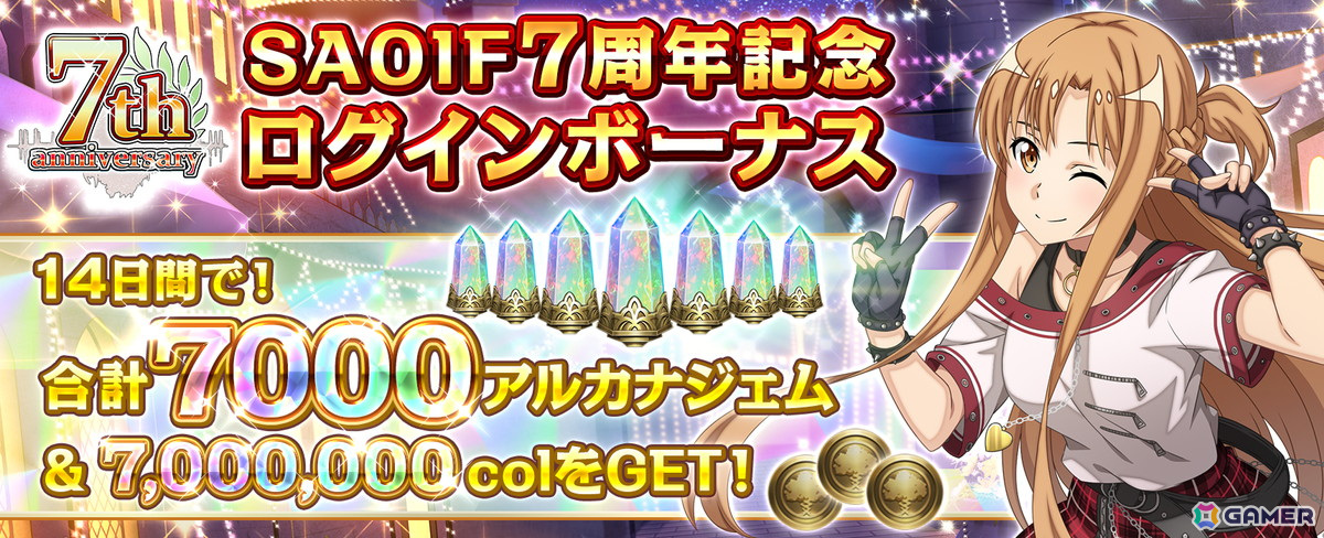 「SAO IF」7周年記念の最大770回無料オーダーが開催!第二章「アインクラッド第十九層」や新要素「チェインスキル」も追加の画像