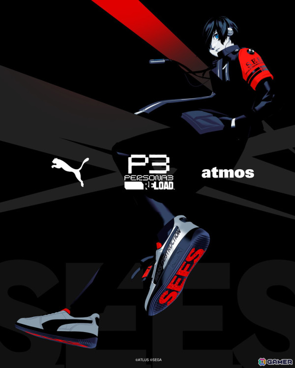 「ペルソナ3 リロード」とatmos、PUMAがコラボ！世界観がデザインに反映されたコラボシューズ「PUMA PALERMO P3R ATMOS」が12月24日に発売の画像1