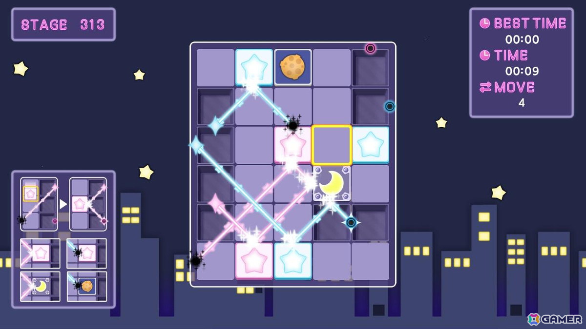 きらめきビームをゴールに届けるパズルゲーム「きらめきビームストライク1000」がSwitch向けに配信！4つの難易度で全1,000問を収録の画像5