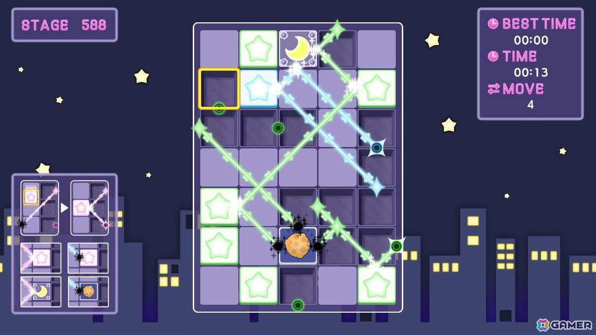 きらめきビームをゴールに届けるパズルゲーム「きらめきビームストライク1000」がSwitch向けに配信！4つの難易度で全1,000問を収録の画像6