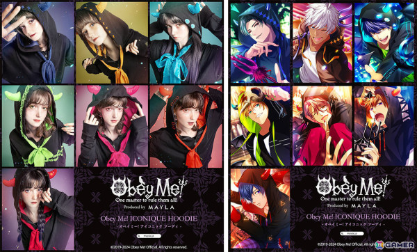 MAYLA×「Obey Me!」悪魔7兄弟とお揃いのコラボフーディが登場！限定メッセージ＆サイン入りカードが付属の画像1
