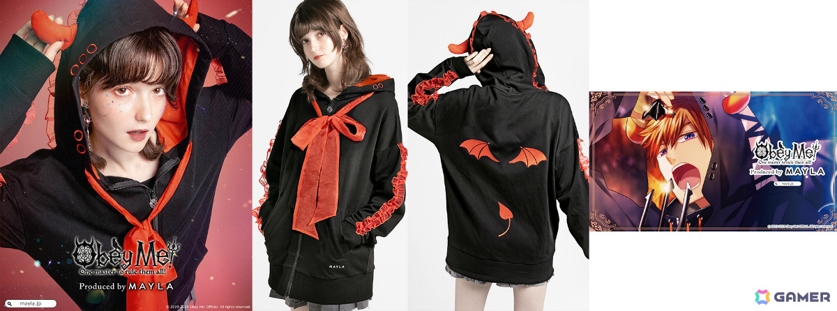 MAYLA×「Obey Me!」悪魔7兄弟とお揃いのコラボフーディが登場!限定メッセージ&サイン入りカードが付属の画像