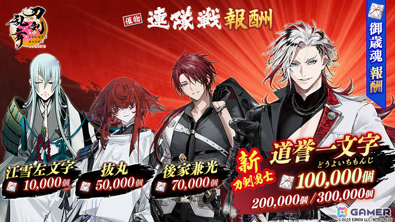 刀剣乱舞ONLINE」道誉一文字（CV：楠大典）が報酬のイベント「連隊戦
