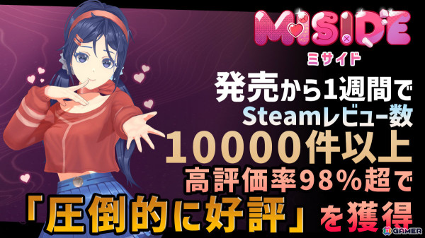 美少女ホラーADV「MiSide : ミサイド」発売後1週間でSteamレビュー数1万件超え、“圧倒的に好評”を獲得！の画像1