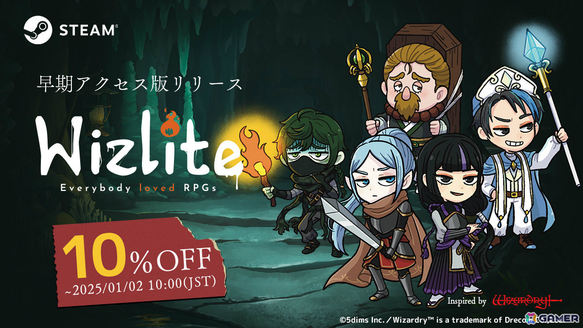 「ウィザードリィ」ライクなローグライトRPG「Wizlite」の早期アクセスが開始！支給品システムなど今後のアップデート予定も公開の画像