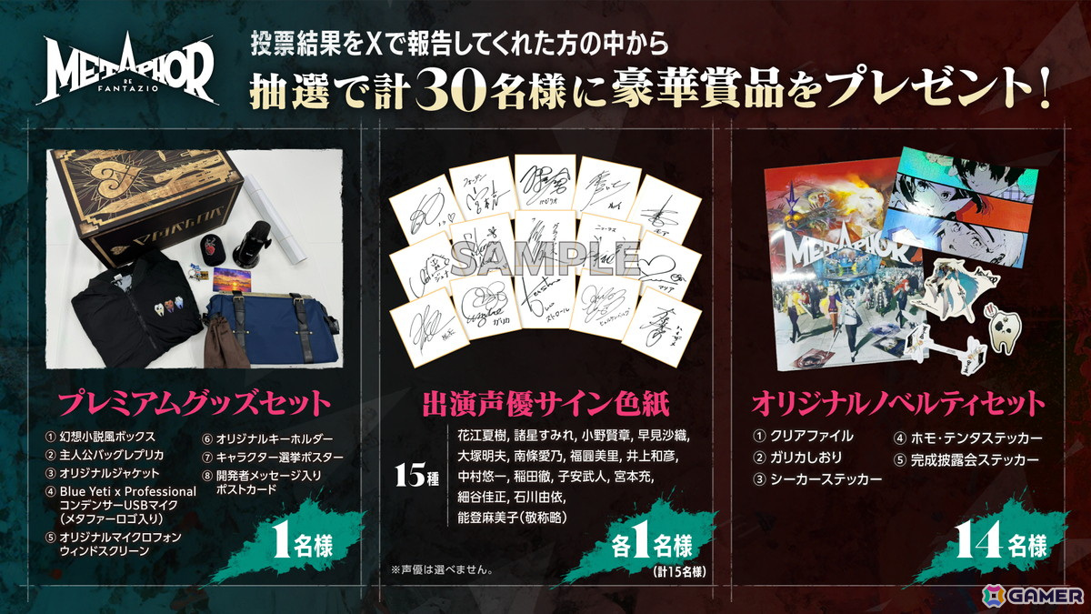 メタファー：リファンタジオ」のキャラクター総選挙が開催！投票結果を