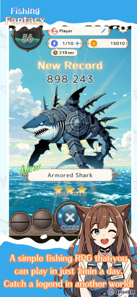 ネコミミ受付嬢に応援されながら異世界の獲物に挑む釣りRPG「異世界釣りライフ」がスマホ向けに配信!の画像