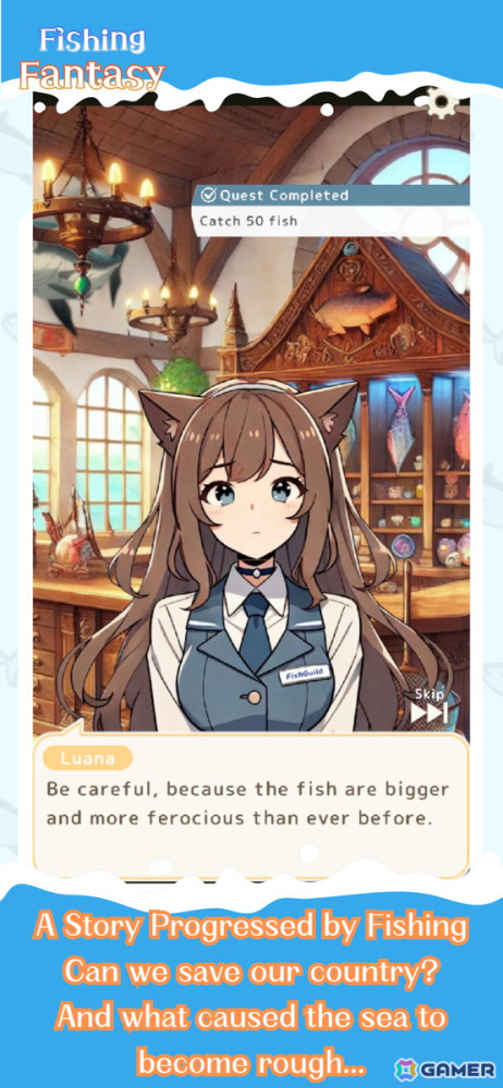 ネコミミ受付嬢に応援されながら異世界の獲物に挑む釣りRPG「異世界釣りライフ」がスマホ向けに配信!の画像