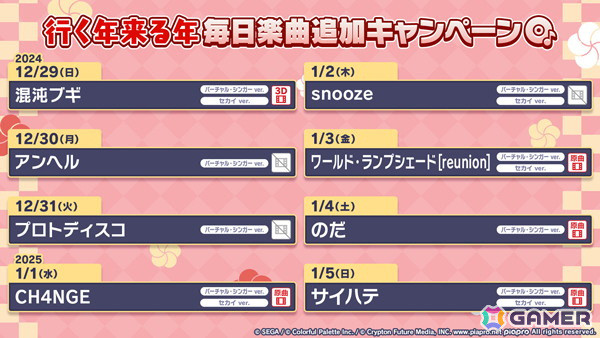 「プロセカ」に楽曲「はじまりの未来」が追加！12月29日からは「行く年来る年毎日楽曲追加キャンペーン」が開催の画像2