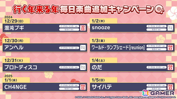 「プロセカ」に楽曲「はじまりの未来」が追加！12月29日からは「行く年来る年毎日楽曲追加キャンペーン」が開催の画像