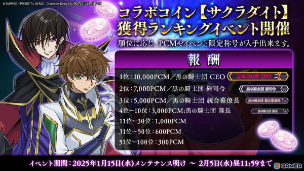 「ポーカーチェイス」でTVアニメ「コードギアス 反逆のルルーシュ」とのコラボが1月15日より開催！ルルーシュやスザク、C.C.がプレイアブルキャラにの画像8