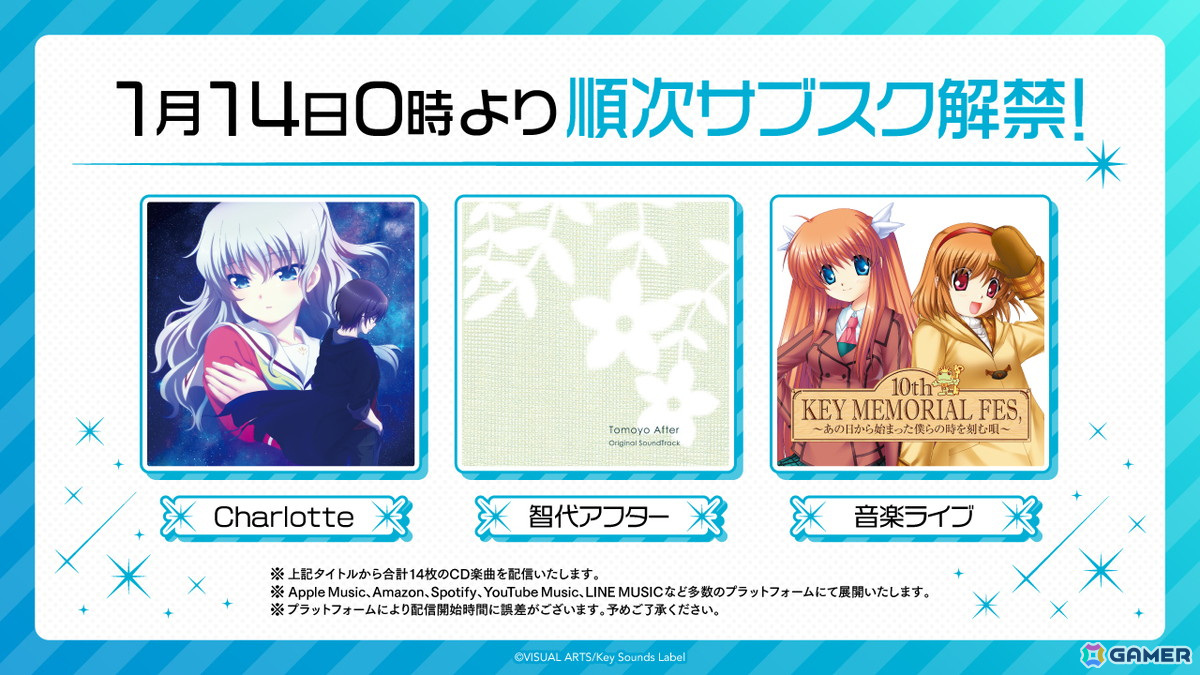 「Charlotte」「智代アフター」などの楽曲がサブスク解禁！TVアニメ「Charlotte」全13話も期間限定で公開中の画像