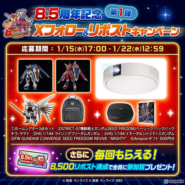 「LINE: ガンダム ウォーズ」8.5周年を記念したイベントが開催！毎日最大110連無料のメダルガシャフェスティバルやアリーナのアップデートもの画像5