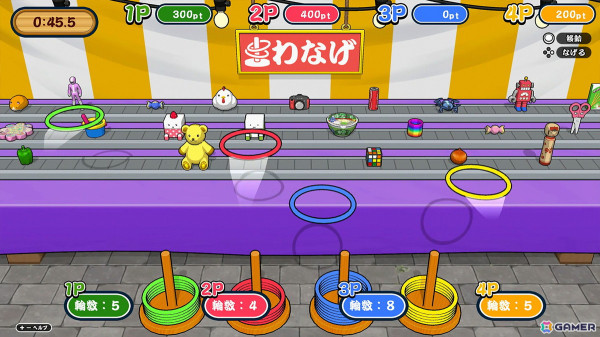 最大4人までの対戦に対応する輪投げゲーム「ねらって！わなげ」がSwitchで配信！スコアアタックや景品のコレクションなども楽しめるの画像4