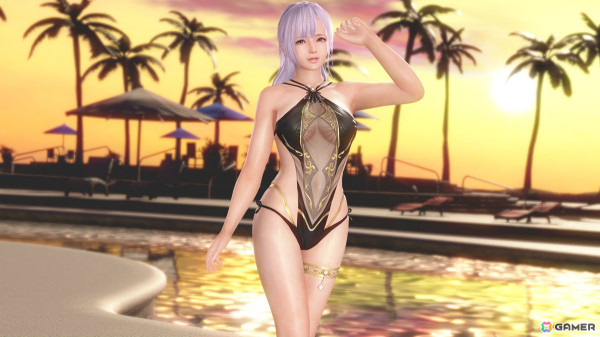 「DEAD OR ALIVE XVV」真ん中が大胆に透けたエレガントなSSR水着「シアー・ムール」が登場！なつかしコーデガチャが最大70連無料のキャンペーンもの画像3