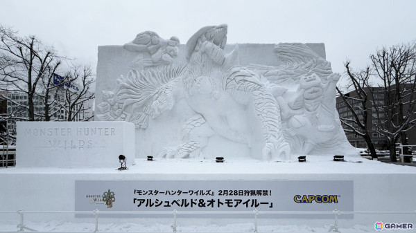 「モンスターハンターワイルズ」より「白の孤影 アルシュベルド」とオトモアイルーの大雪像が「2025さっぽろ雪まつり」に登場！の画像1