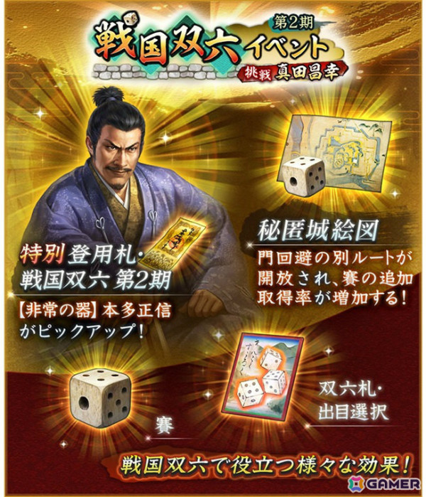 「信長の野望 出陣」戦国双六イベント 第2期「挑戦 真田昌幸」が開催！特別登用ではSSR【非常の器】本多正信をピックアップの画像3